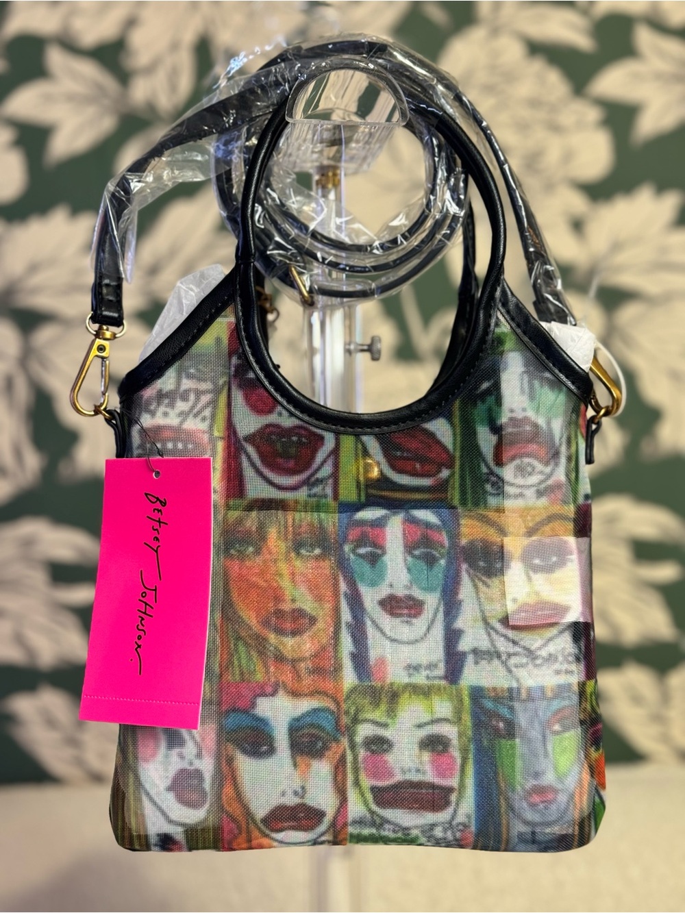 Betsey Johnson Pop Art Faces Print Bag with Charm *SOLD OUT* Limited Edition - Picture 5 of 7